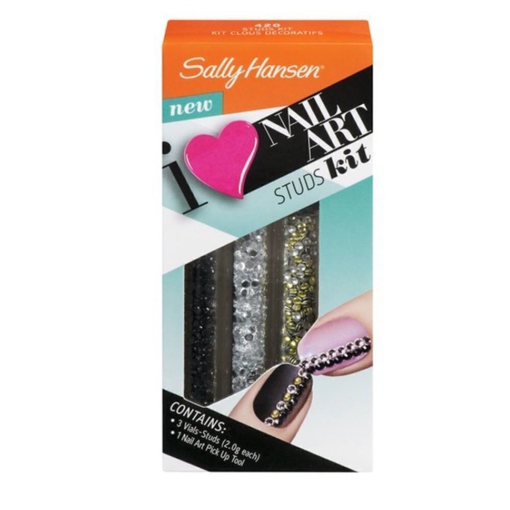 2x Nail Art Stud Kit Gold Silver